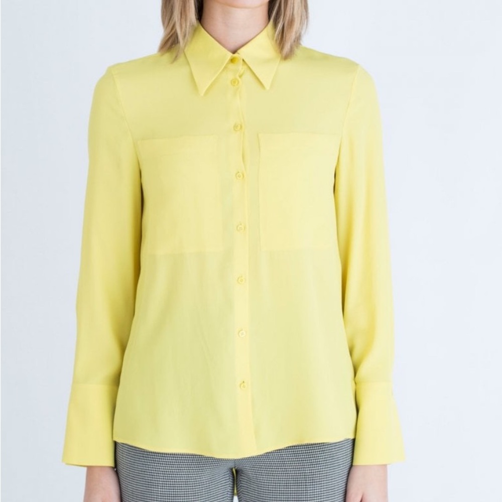 Luisa Cerano Yellow Silk Button-Up Blouse